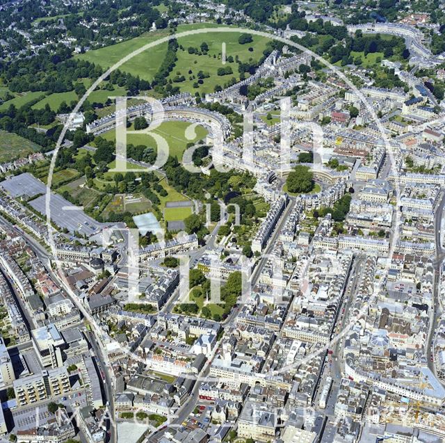 Aerial view of Bath showing the Georgian developments outside the city walls 1981