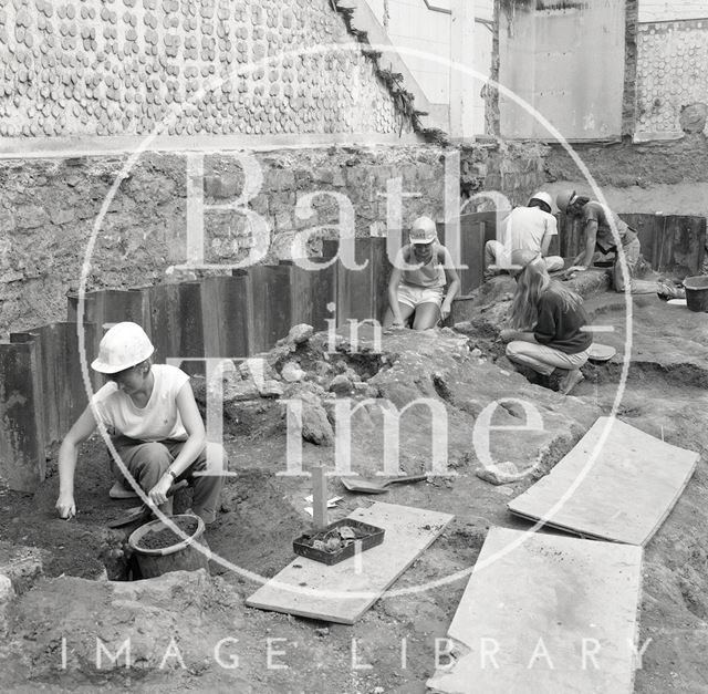 Archaeological dig on the site of the New Royal Baths, St. Michael's Place, Bath 1986