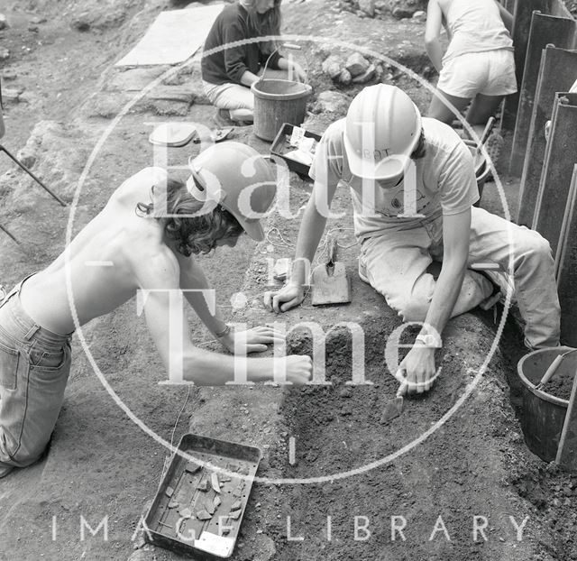 Archaeological dig on the site of the New Royal Baths, St. Michael's Place, Bath 1986