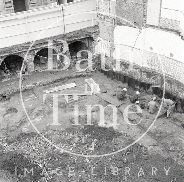 Archaeological dig on the site of the New Royal Baths, St. Michael's Place, Bath 1986