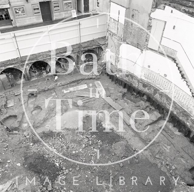 Archaeological dig on the site of the New Royal Baths, St. Michael's Place, Bath 1986