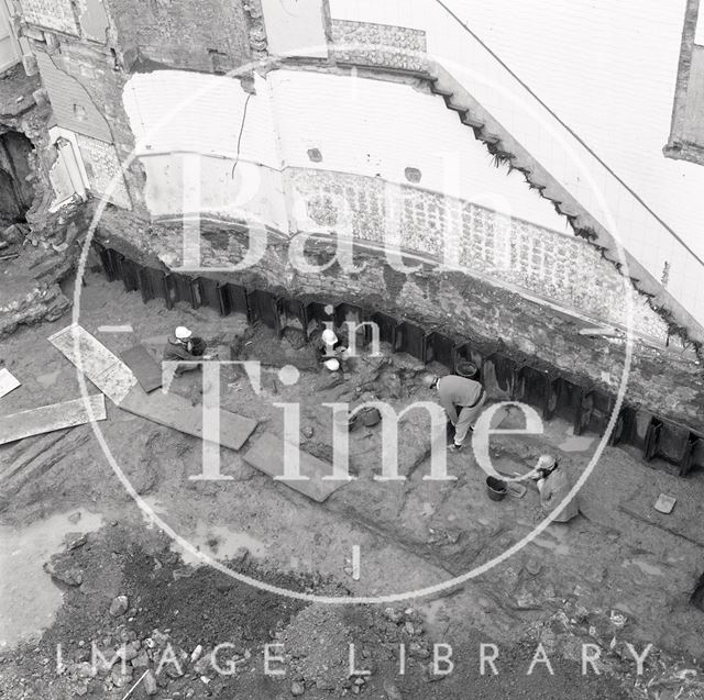 Archaeological dig on the site of the New Royal Baths, St. Michael's Place, Bath 1986