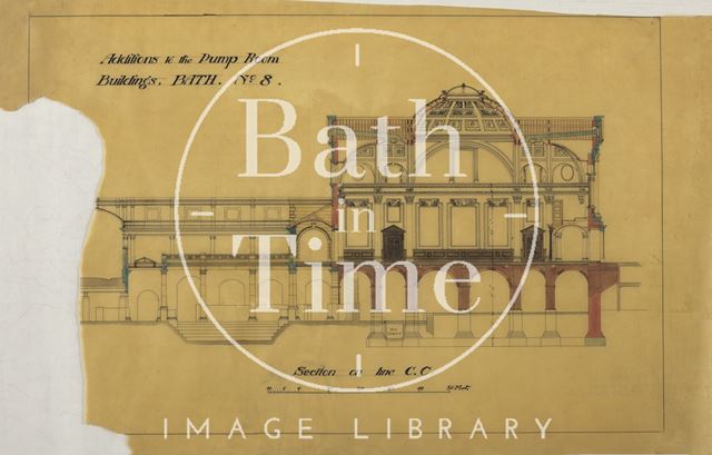 Addition to the Pump Room buildings, Bath - section across Concert Hall and Roman Baths - Scheme No. 8 - A.J. Taylor 1920?