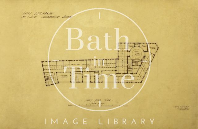 Bath Development, No. 1 site, alternative scheme - first floor plan - York Street and Kingston Buildings - A.J. Taylor 1913