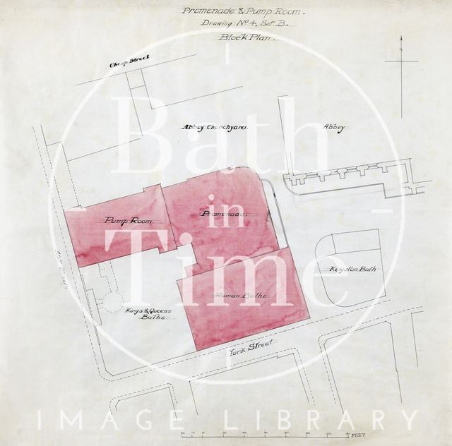 Promenade & Pump Room, Bath - drawing No. 4, set B, block plan c.1920-1930?