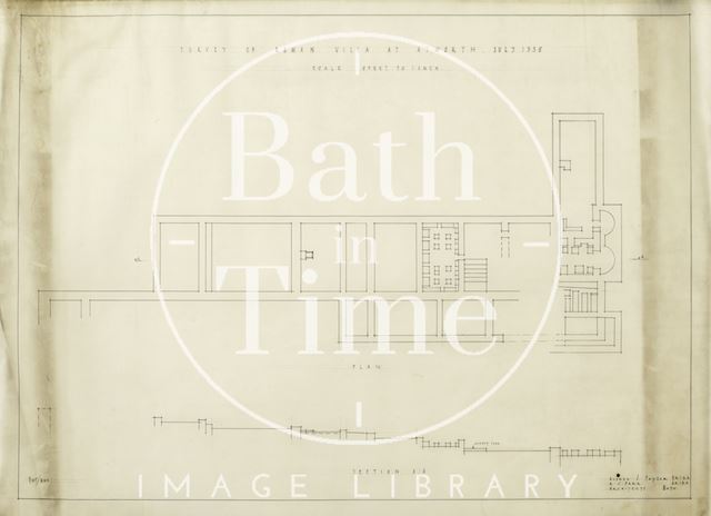 Survey of Roman Villa at Atworth Wilts - section & plan - A.J. Taylor & A.C. Fare 1938