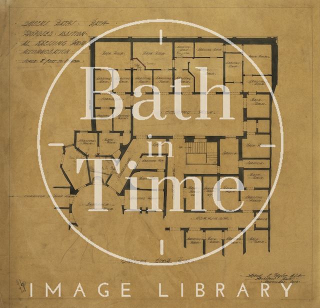 Queen's Baths, Bath - proposed additional dressing room accommodation - ground floor plan - A.J. Taylor 1913