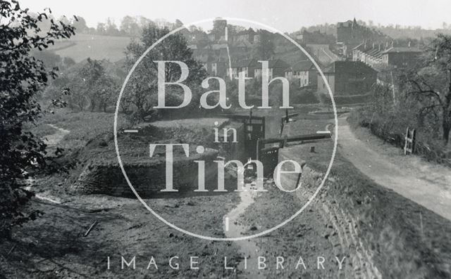 The bomb damaged Kennet and Avon Canal, Widcombe, Bath 1942