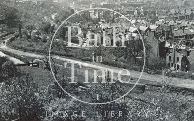 View of bomb damaged buildings in Widcombe, Bath 1942