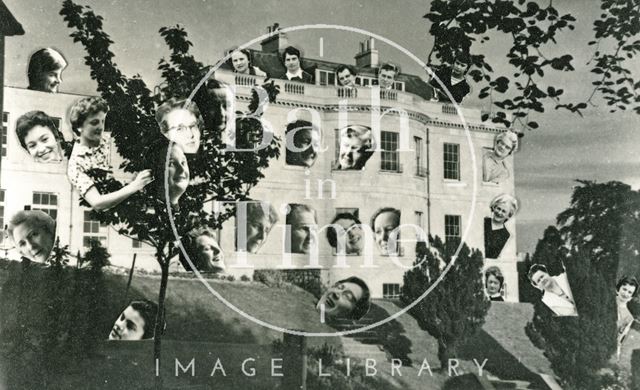 An amusing montage of faces on the former Bath High School, Lansdown Road, Bath c.1950