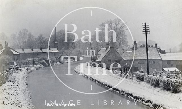 A snowy Kennet and Avon Canal, Bathampton c.1920