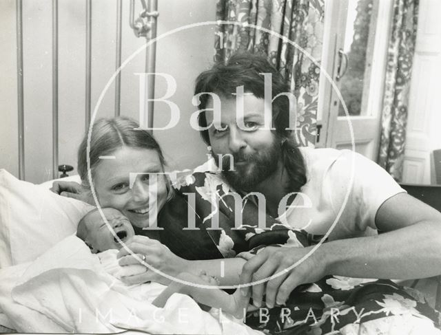 Mad' Mick Ringham with wife Rose and newly born son Jesse James 1977