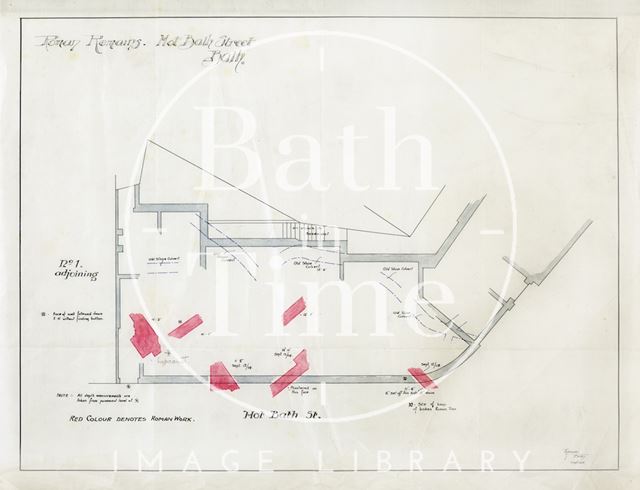 Roman remains, Hot Bath Street, Bath - A.J. Taylor 1908