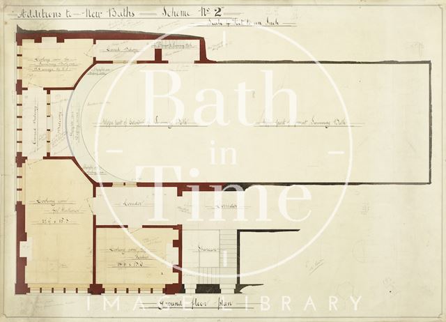 Additions to New Baths Royal Swimming Baths, Bath - Scheme 2 - ground floor plan 1930s?