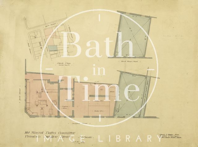 Hot Mineral Baths Cttee., Bath - premises, Swallow Street - plans, block plan - A.J. Taylor 1909