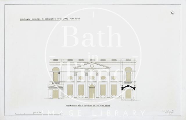 Additional buildings in connection with Grand Pump Room, Bath - No. 4, elevation of north front - Charles E. Davis 1880