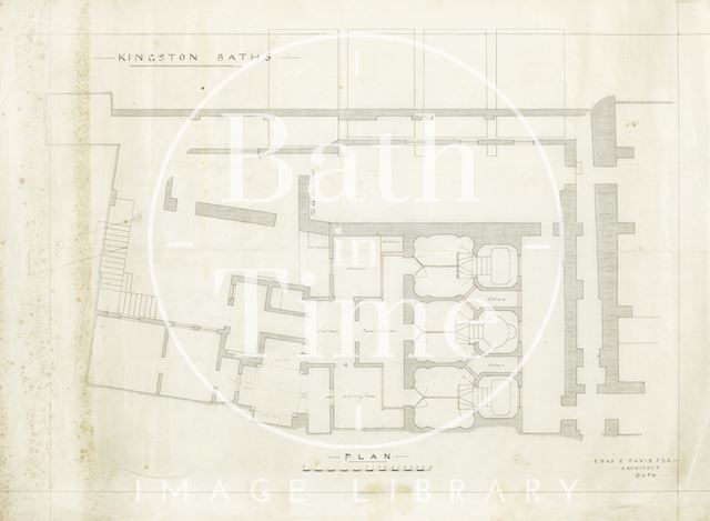 Kingston Baths, Bath - plan - lavatories and cloakrooms - Charles E. Davis post-1870