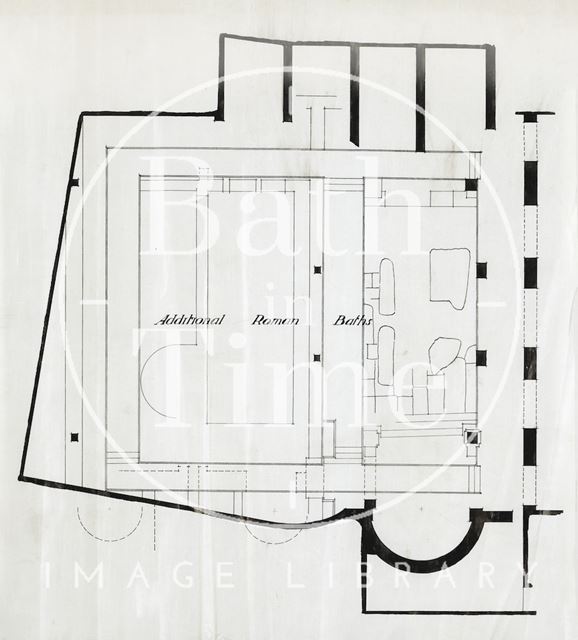 Additional Roman Baths east, Bath - plan 1920