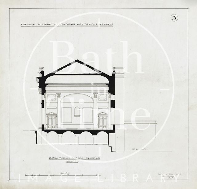 Additional buildings in connection with Grand Pump Rooms, Bath - No. 3, section looking east - Charles E. Davis 1880