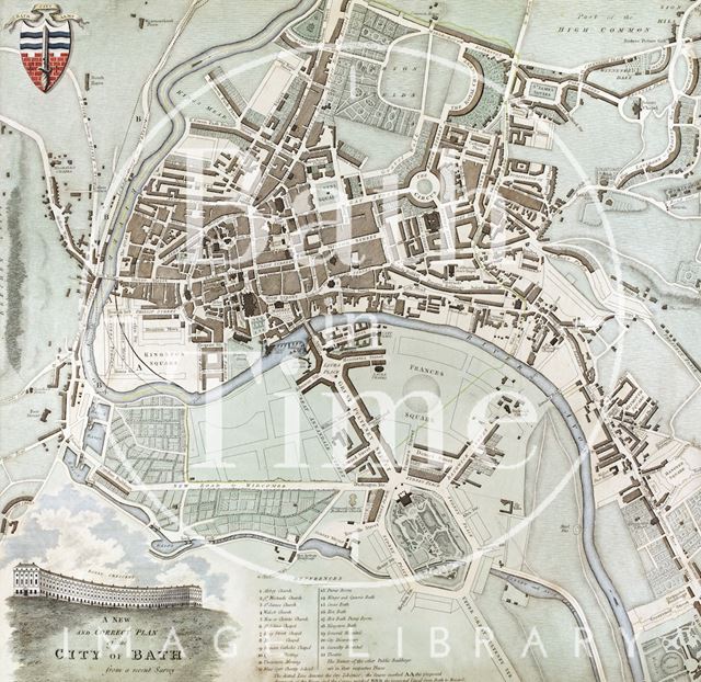 A New and Correct Plan of the City of Bath 1817 - detail