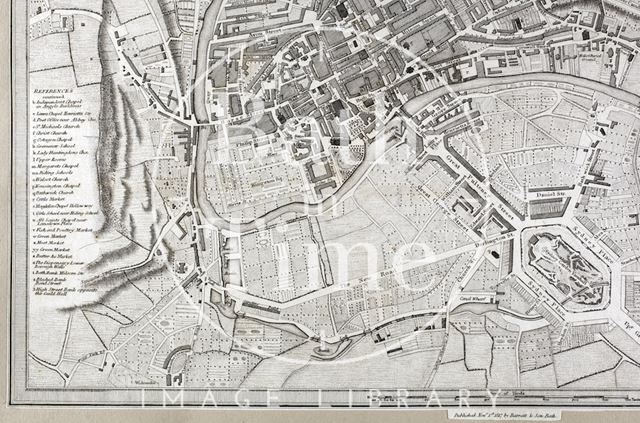 A New and Correct Plan of the City of Bath 1817 - detail