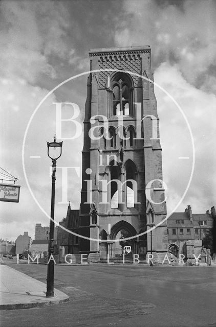 The truncated tower of St. Andrew's Church, Julian Road, Bath c.1958