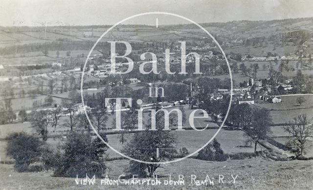 View from Bathampton Down of Bathampton and Batheaston, posted 1908?