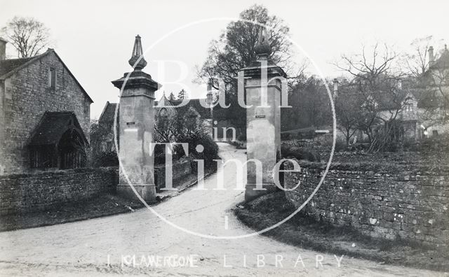 Gateposts for Claverton Manor at the junction with Claverton Hill and the Warminster Road c.1910