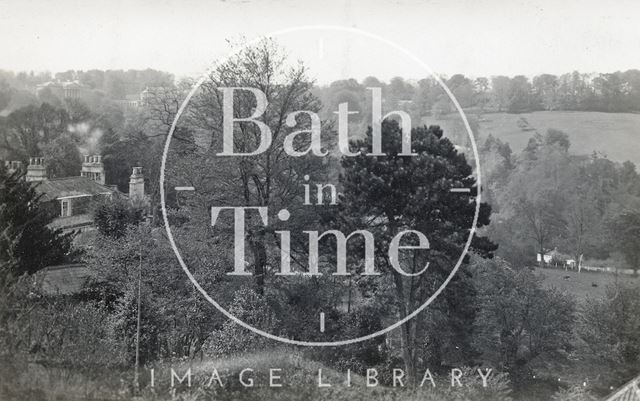 Distant view of Prior Park from 13, Macaulay Buildings, Widcombe Hill, Bath c.1910