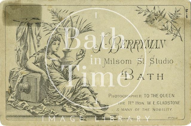 Advertisement for J. Berryman, photographers, Milsom Street, Bath 1892