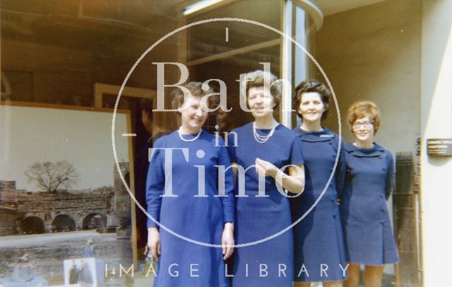 Staff from the china department at Mallory's pose outside the shop in Bridge Street, Bath c.1965