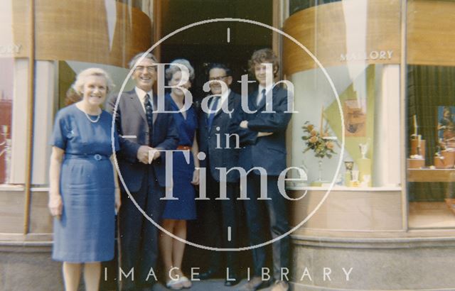 Staff from Mallory's pose outside the shop in Bridge Street, Bath c.1965