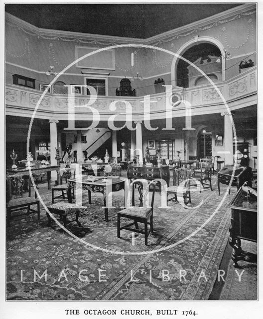 Interior view of the Octagon Church, Milsom Street, home of Mallett & Son, Bath c.1920