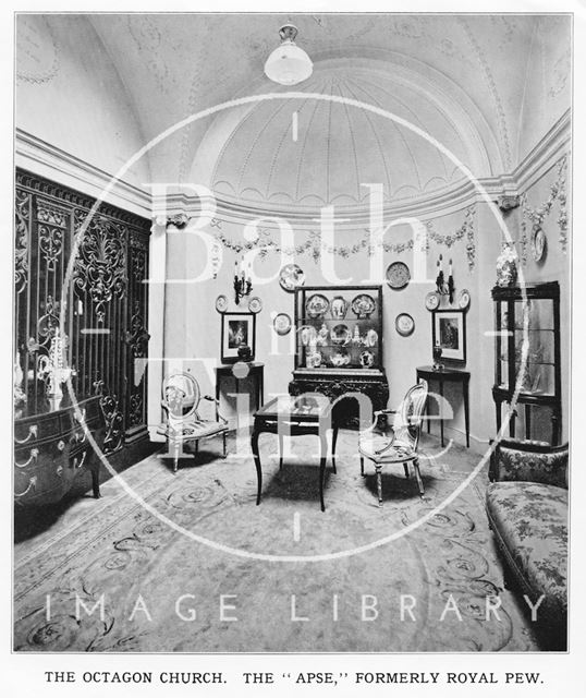 Interior view of the Apse, formerly the Royal Pew of the Octagon Church, Milsom Street, home of Mallett & Son, Bath c.1920