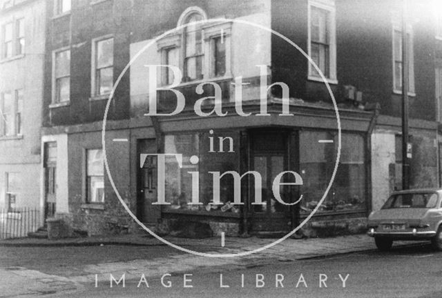 Shop front with a Venetian window on the corner of Walcot Street and Chatham Row, Bath 1960s