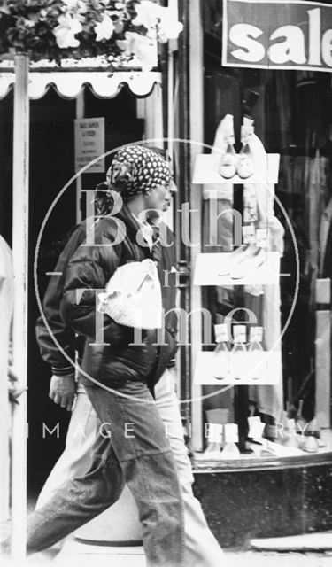 Princess Diana emerging from Jolly's in Milsom Street, Bath 1985