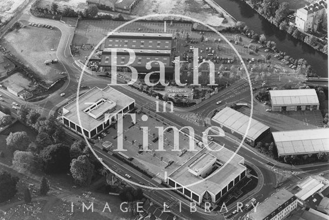 Aerial view of Pines Way and Homebase, Bath 1991