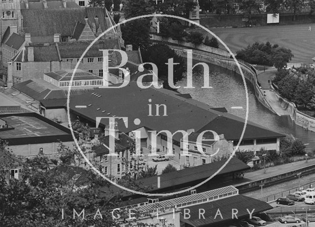 Aerial view of the new Bath Post Office sorting office, The Ham, Bath 1985