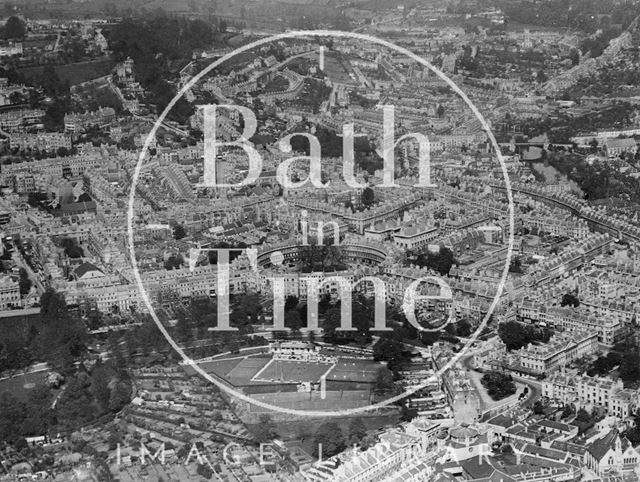 Aerial view of Bath looking northeast from Charlotte Street over the Circus c.1930