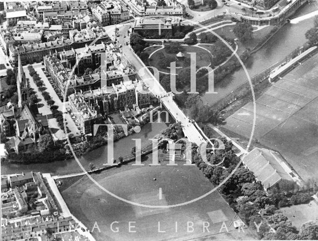 Aerial view of the North Parade Road cricket ground, Recreation Ground and South Parade, Bath c.1930