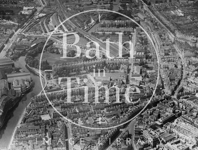 Aerial view of Bath looking west over Avon Street towards Green Park Station c.1930