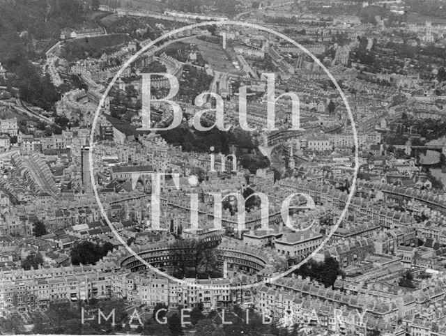 Aerial view of Bath looking east over the Circus and Assembly Rooms towards Snow Hill c.1930