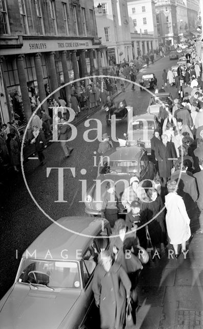 Shoppers on a busy day on Stall Street, Bath c.1962