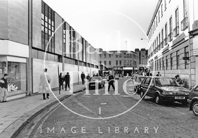 The side of the Southgate Shopping Centre in New Orchard Street, looking west, Bath 1990