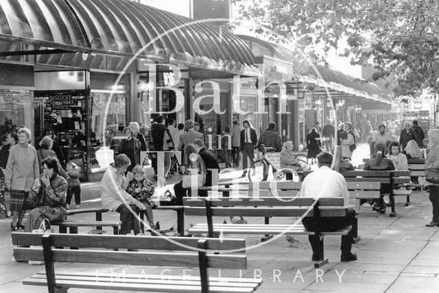 Public benches outside the Mall, Southgate Street, Bath 1995