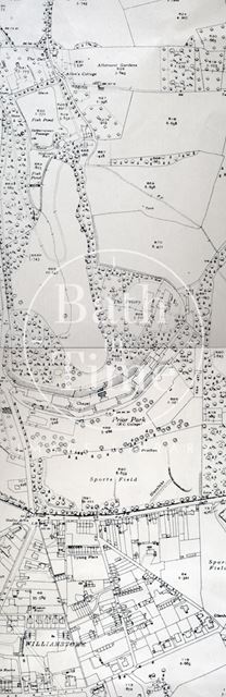 Prior Park Estate, Bath 1:2500 OS map c.1950 - detail