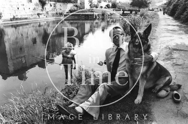 Laurie Cahill beside the Kennet and Avon Canal, Widcombe, Bath 1981