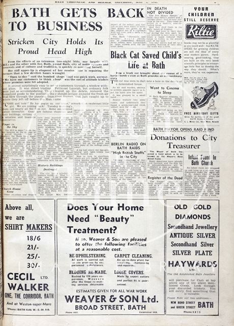 Bath Blitz edition of the Chronicle 1942