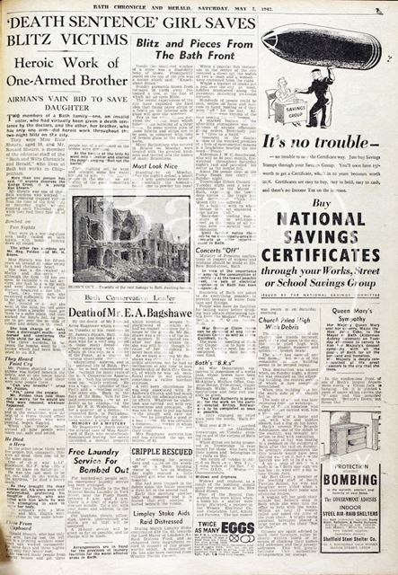 Bath Blitz edition of the Chronicle 1942