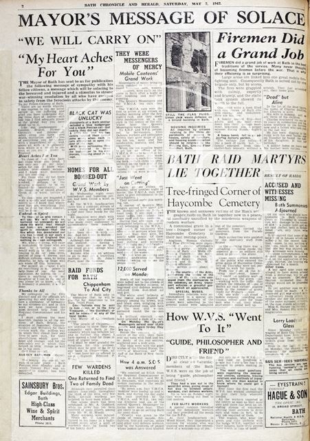 Bath Blitz edition of the Chronicle 1942